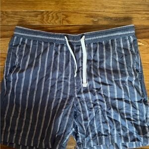 Goodfellow & Co Navy and White Vertical Stripe Swim Trunks